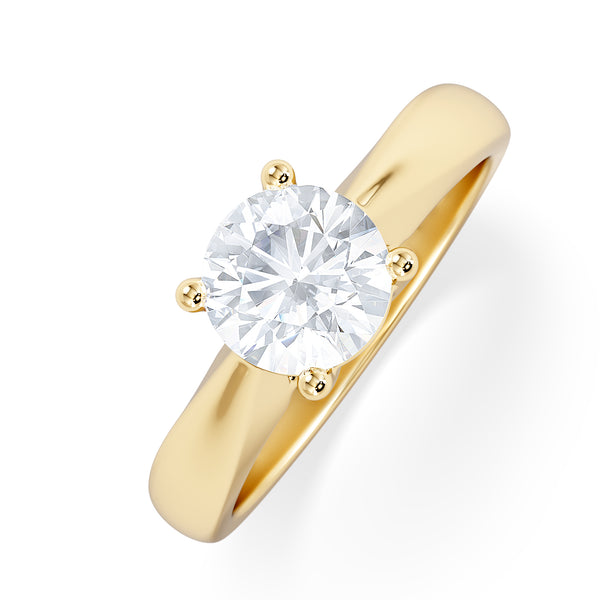 Naomi Round Cut Lab Diamond Engagement Ring 1.00ct H/SI in 9k Gold